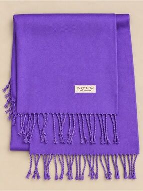 Pashmina 100% Pashmina Purple Fringe Wrap Shawl Scarf
